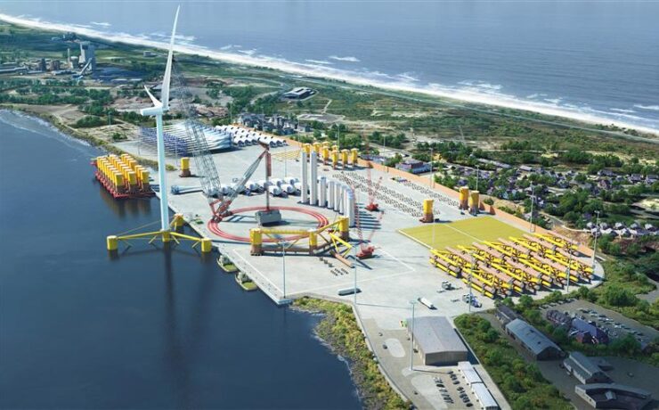 Floating Wind Turbine at port